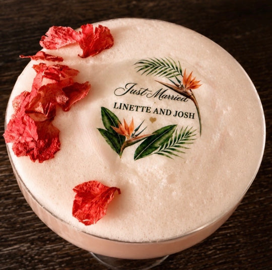 Cocktail with red flowers and &