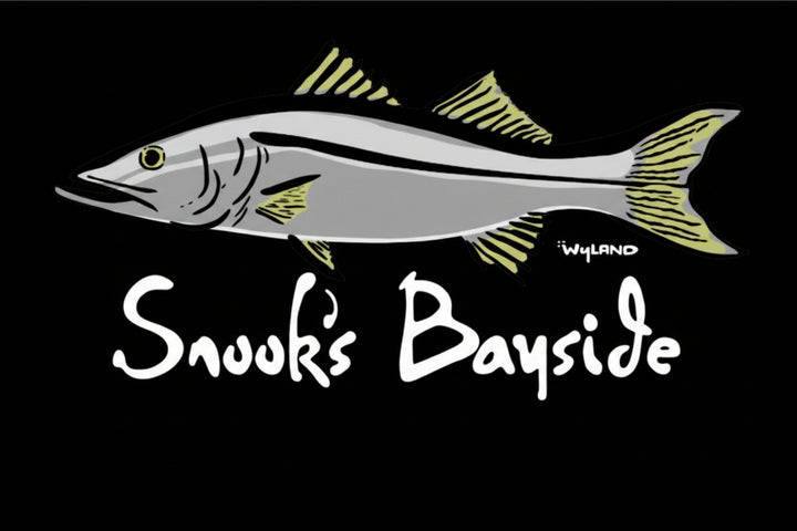 Logo of Snook's Bayside with a stylized fish illustration