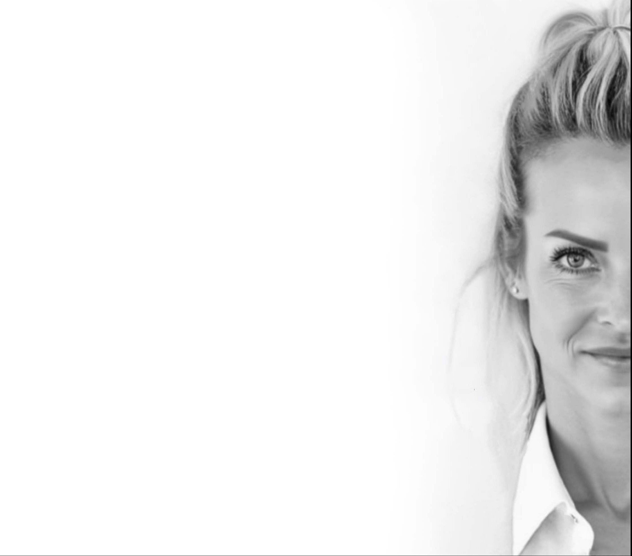 Black and white close-up of Klara Mcgarry's face