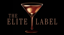 Logo of 'The Elite Label' with a martini glass on a black background