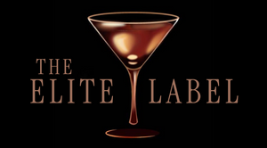 Logo of 'The Elite Label' with a martini glass on a black background